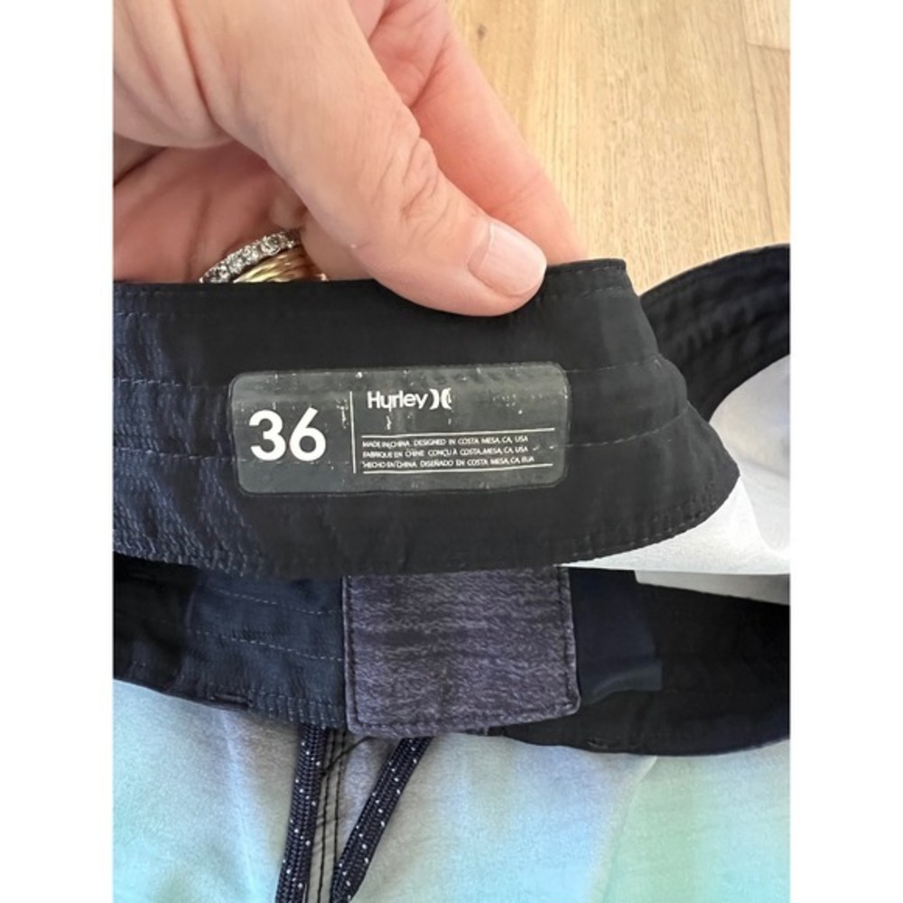Hurley Phantom+ Mens Board Shorts Size 36 Grey Mint Ombre Striped Swim Trunks - Picture 5 of 8